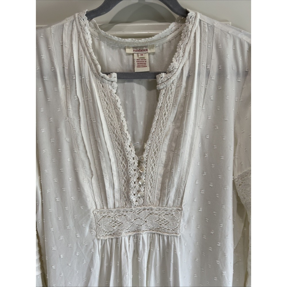 Sundance White Crochet Lace‎ Top Cottagecore Peasant Boho Fairy Ethereal Pure - Picture 2 of 7